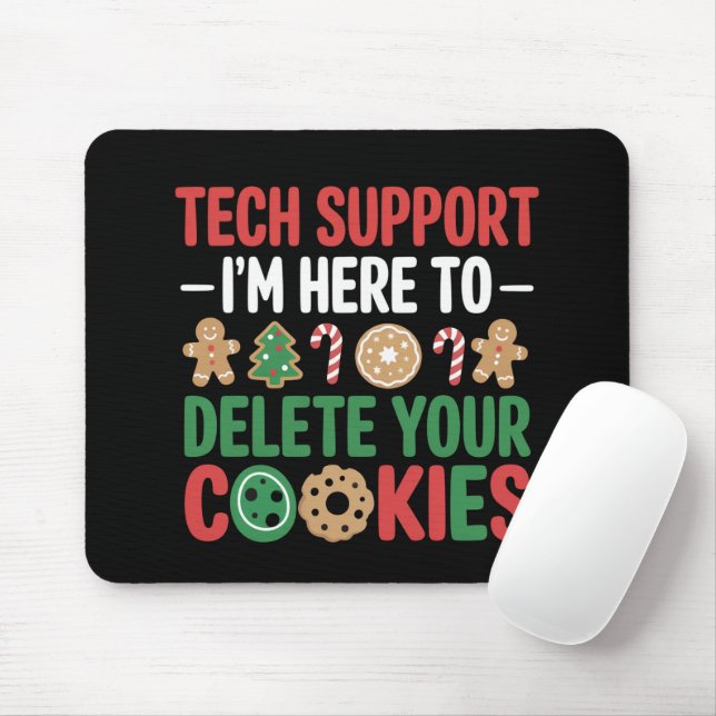 Tech Support Christmas Cookies Funny Work  Mouse Pad (With Mouse)