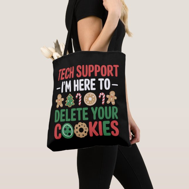 Tech Support Christmas Cookies Funny Work  Tote Bag (Close Up)