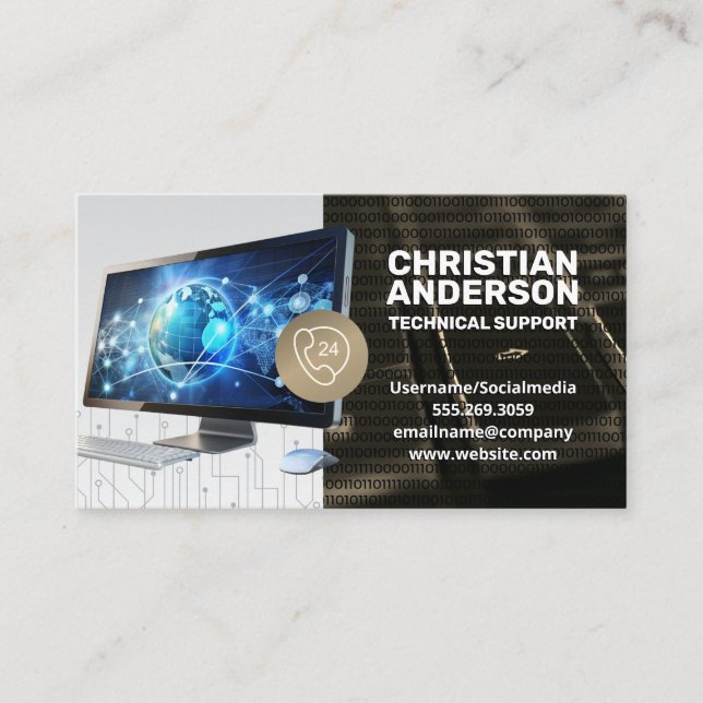 Tech Support | Computer | Call Center Business Card (Front)