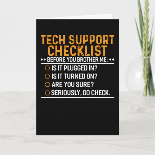 Tech Support Computer Geek Funny Techie Gift Idea Card