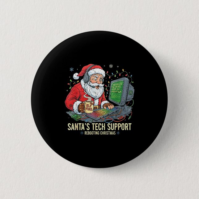 Tech Support Rebooting s Computer Santa Santa Humo Button (Front)