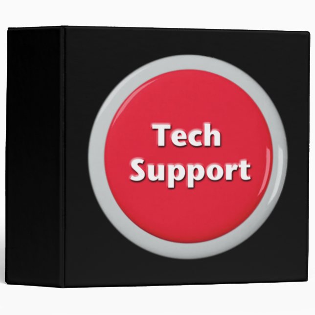 Tech Support Red Panic Button 3 Ring Binder (Front/Spine)