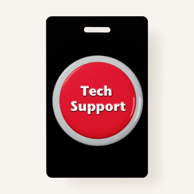 Tech Support Red Panic Button Badge (Front)