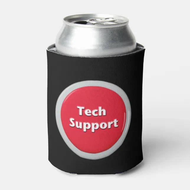Tech Support Red Panic Button Can Cooler | Zazzle