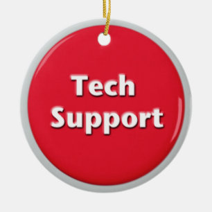 Tech Support Red Panic Button Ceramic Ornament