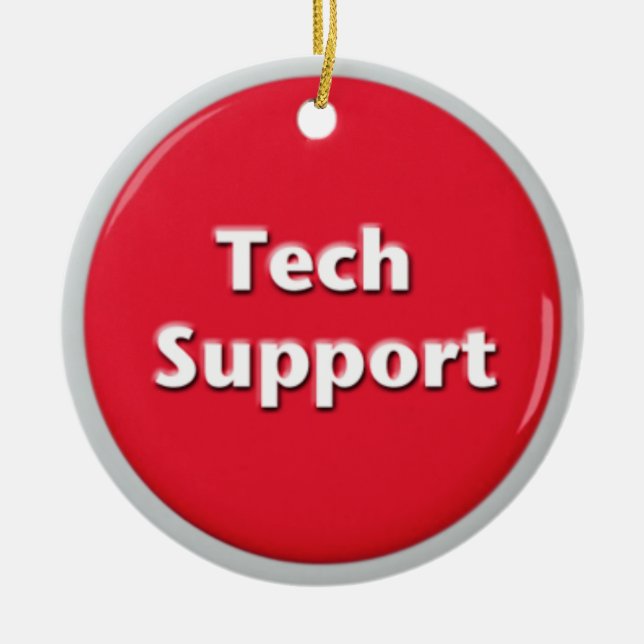 Tech Support Red Panic Button Ceramic Ornament (Front)
