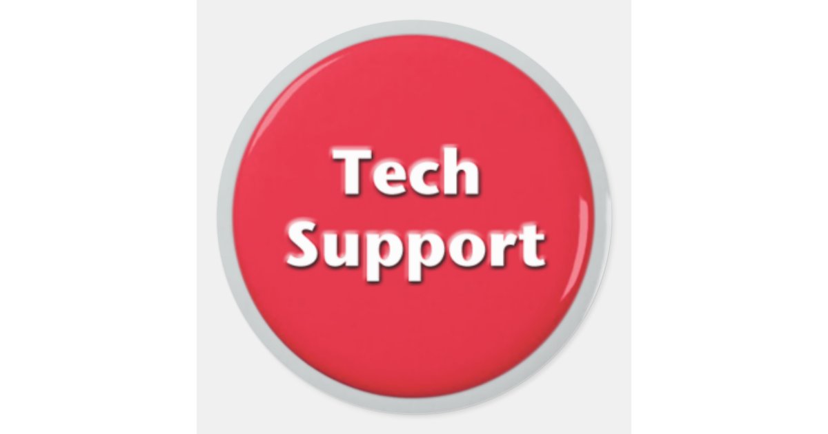 Tech Support Red Panic Button Classic Round Sticker | Zazzle