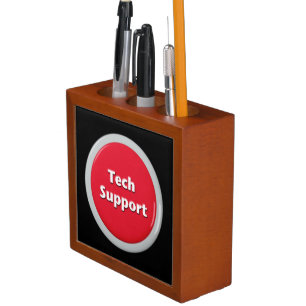 Tech Support Red Panic Button Desk Organizer
