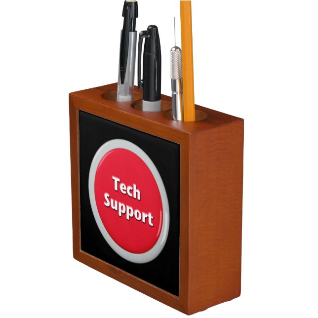 Tech Support Red Panic Button Desk Organizer (In Situ)