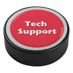 Tech Support Red Panic Button Hockey Puck