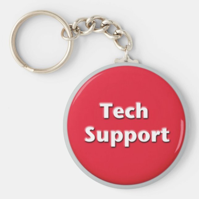 Tech Support Red Panic Button Keychain (Front)