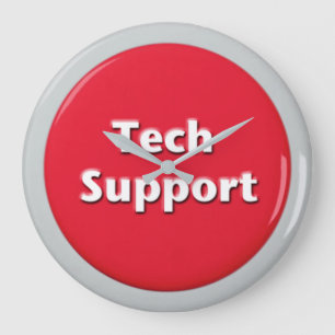 Tech Support Red Panic Button Large Clock