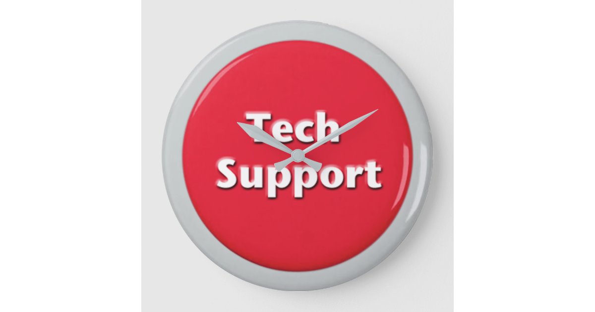Tech Support Red Panic Button Large Clock | Zazzle