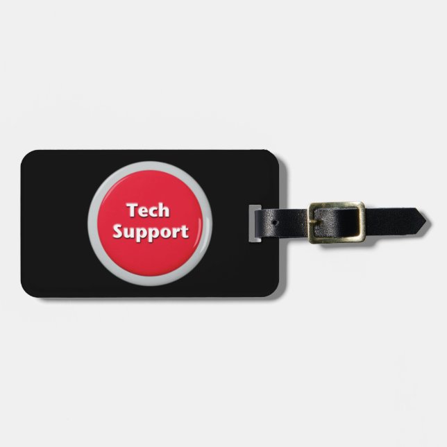 Tech Support Red Panic Button Luggage Tag (Front Horizontal)