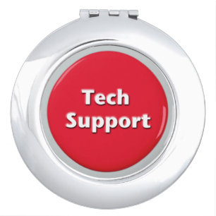 Tech Support Red Panic Button Makeup Mirror