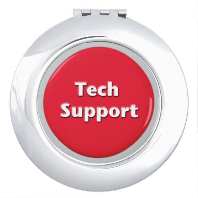 Tech Support Red Panic Button Makeup Mirror (Front)