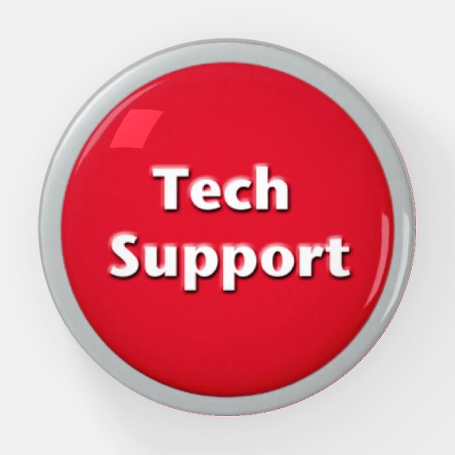 Tech Support Red Panic Button Paperweight (Front)
