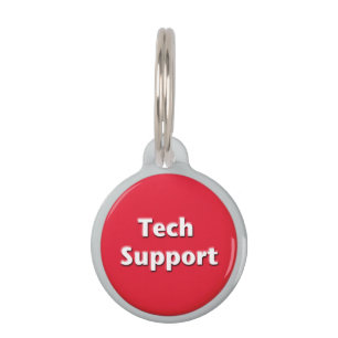 Tech Support Red Panic Button Pet ID Tag