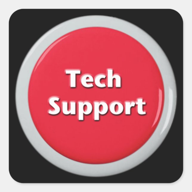 Tech Support Red Panic Button Square Sticker (Front)