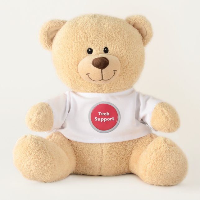 Tech Support Red Panic Button Teddy Bear (Front)