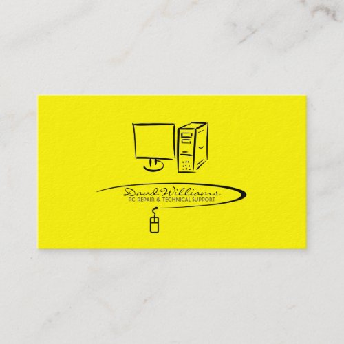 Tech SupportRepair Business Card Yellow Version