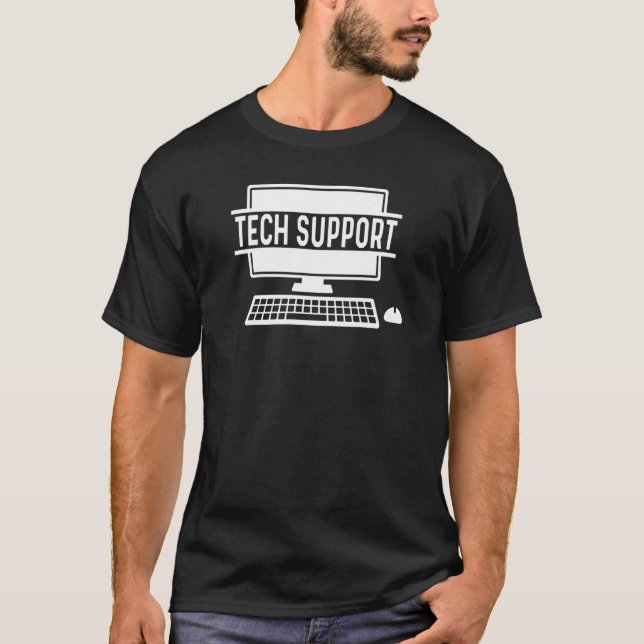 Tech Support With Computer And Mouse T-Shirt (Front)