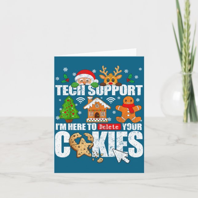 Tech Suprt Christmas Cookies Women Men Funny Chris Card (Front)