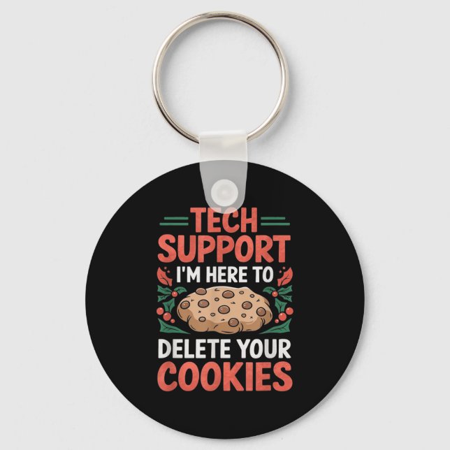 Tech Suprt Christmas Helpdesk Computer Geek Cookie Keychain (Front)