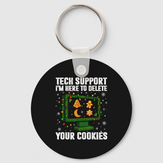 Tech Suprt Delete Your Cookies Men Ugly Christmas  Keychain (Front)