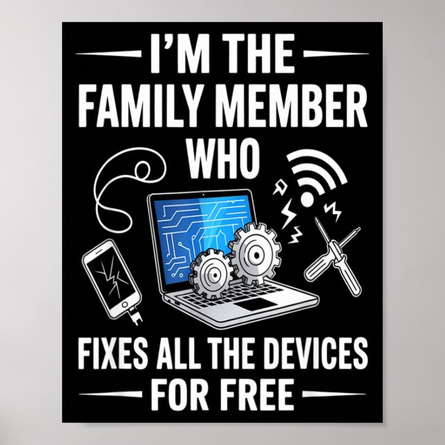 Tech Suprt Design For Men, Boys, Dad. Funny Meme  Poster (Front)