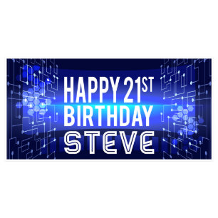 Tech Theme Birthday Banner Party Decor-Any Age