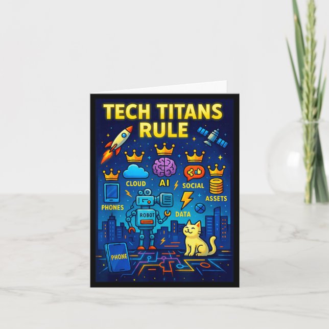 Tech Titans Rule Funny Big Technology Satire Wer G Card (Front)