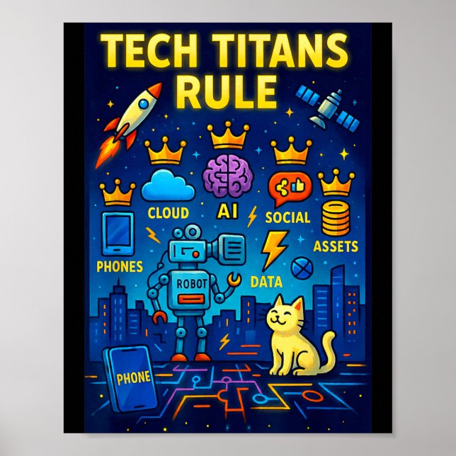 Tech Titans Rule Funny Big Technology Satire Wer G Poster (Front)