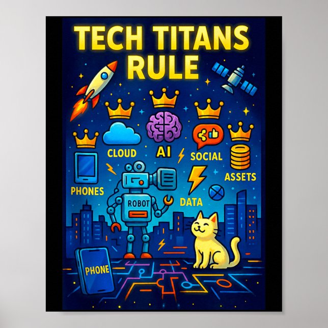 Tech Titans Rule Funny Big Technology Satire Wer G Poster (Front)