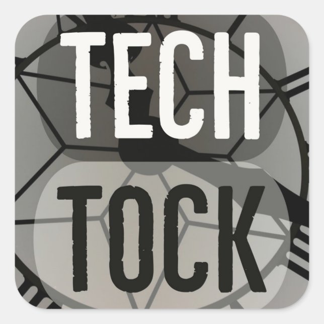 Tech Tock Square Sticker (Front)