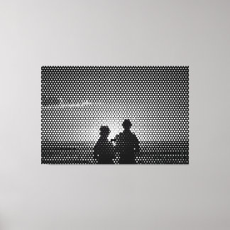 Tech White&Black Halftone Effect Couple on Beach Canvas Print