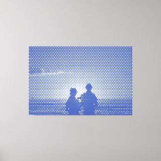 Tech White&Blue Halftone Effect Couple on Beach Canvas Print