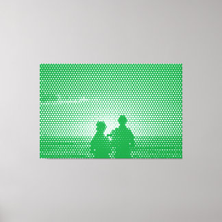 Tech White&Green Halftone Effect Couple on Beach Canvas Print