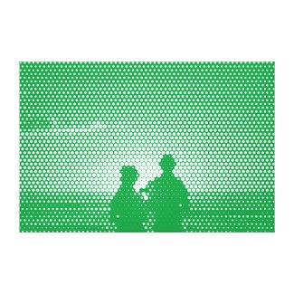 Tech White&Green Halftone Effect Couple on Beach