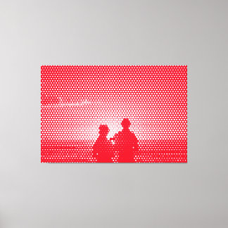Tech White&Red Halftone Effect Couple on Beach Canvas Print