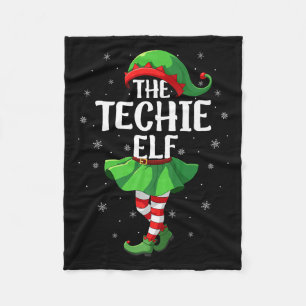 Techie Elf Christmas Girls Women Elf Squad Xmas Fa Fleece Blanket