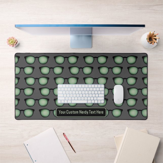 Techie Nerd Custom Funny Text - Eyeglasses Pattern Desk Mat (Office 1)