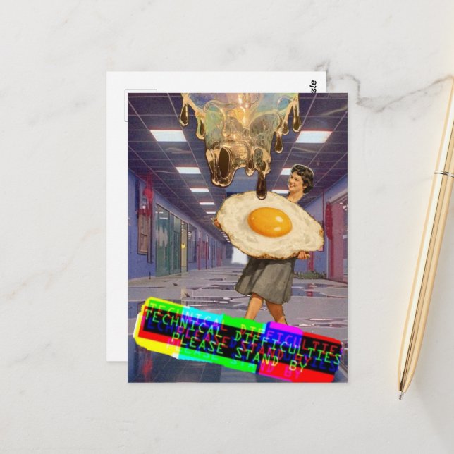 Techincal Difficulties Please Stand By Collage Postcard (Front/Back In Situ)