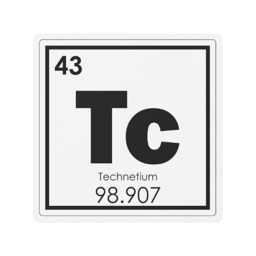 Technetium chemical element symbol chemistry formu metal print