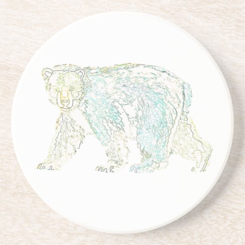 techni_color polar bear ceramic ornament coaster