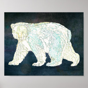 techni-color polar bear poster