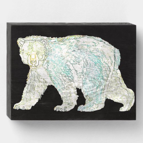 techni_color polar bear wooden box sign