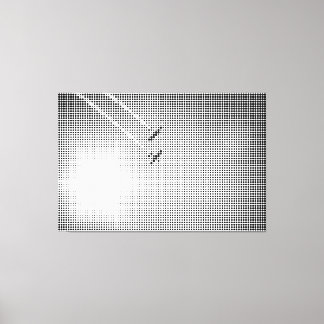 Technical Black Halftone Effect Planes in the Sky Canvas Print