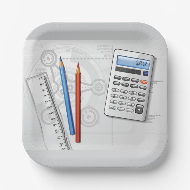 Technical Drawing Office Supplies Paper Plates (Front)