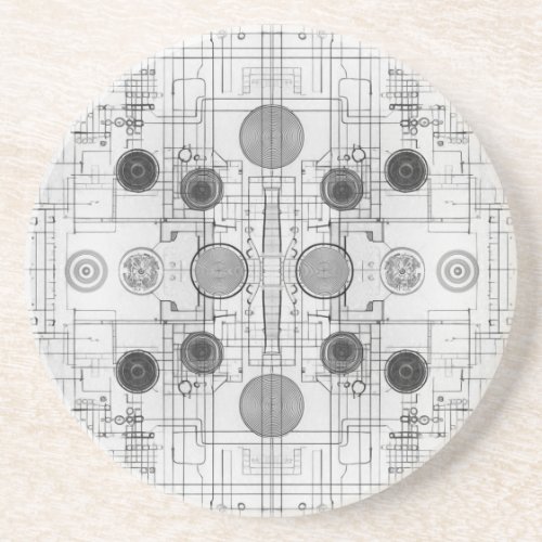 Technical Drawing Plans White Design Coaster